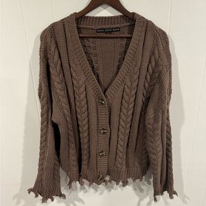 Distressed Brown Cardigan Size Large Hyfve Cozy